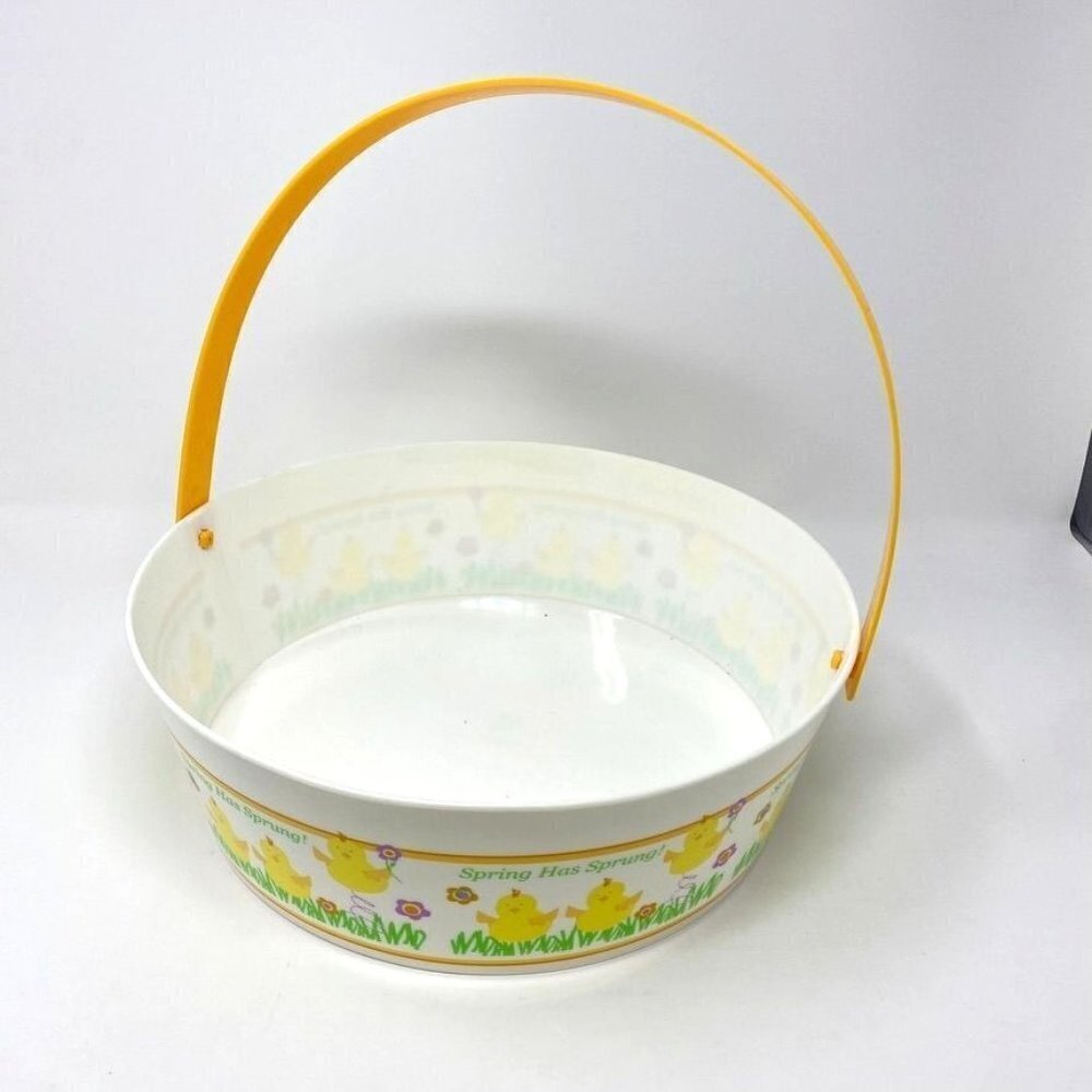 Target Large Plastic Easter Basket White Yellow 12" x 4" NWOT